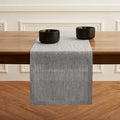 Pure Linen Table Runner 14x108 Inches - Black & White Narrow Stripe — Handcrafted, Elegant Dining Decor