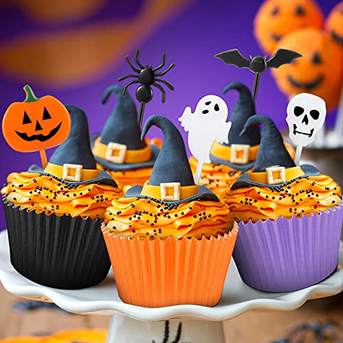 Halloween Cupcake Toppers & Baking Cups Set - 150 Pieces Kids Party Decorations