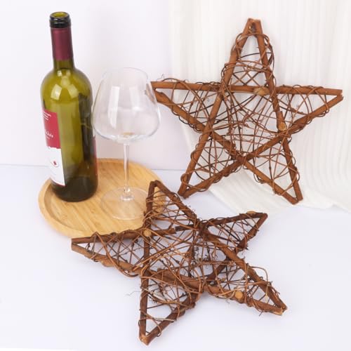 6 Pcs 12 Inch Star Shaped Natural Grapevine Wreath Set for DIY Crafts & Holiday Decor