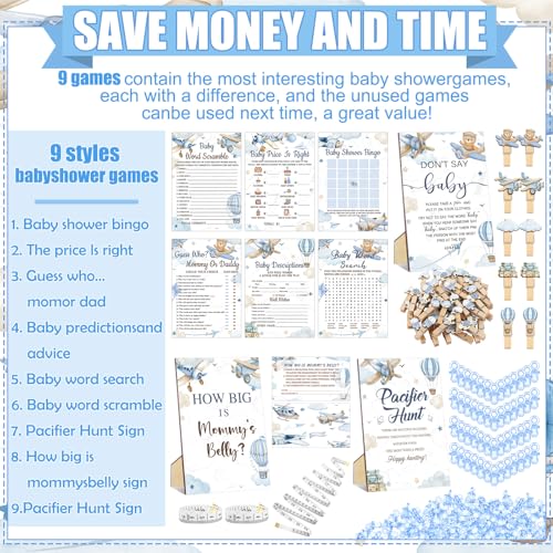 Blue Airplane Baby Shower Game Set 476 Pieces - Baby & Toddler Activity Supplies