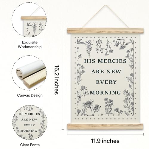 Christian Wall Art Poster - His Mercies Are New Every Morning Canvas Hanging Banner