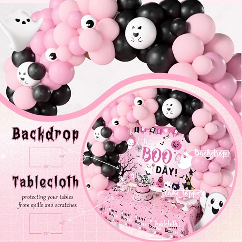 Pink Halloween Party Decorations Kit with Balloons, Banner & Backdrop