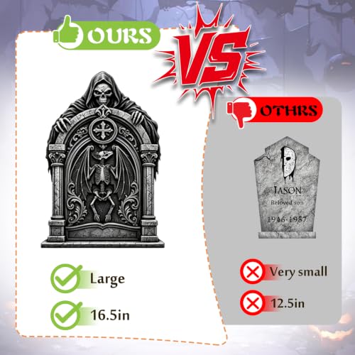 17 Inch Halloween Skeleton Tombstones Outdoor Decorations - 6 Pack Spooky Cemetery Set