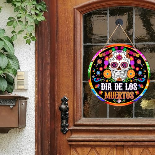 Day of The Dead Wall Decor Sign - Mexican Skull Hanging Halloween Decoration