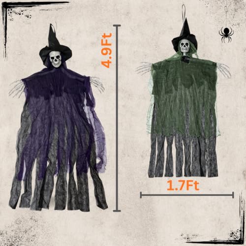 Halloween Hanging Ghost Decorations Set - Spooky 4-Pack, 35-Inch Flying Spirits for Outdoor & Indoor Haunted House, Porch, Yard