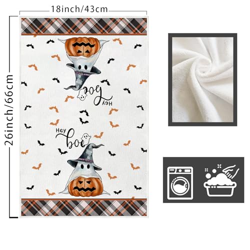 Halloween Ghost Cat Kitchen Towels Set of 2 - Spooky Dish Drying Hand Towels