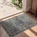 2x3 Washable Entryway Rug - Floral Non-Slip Dark Blue