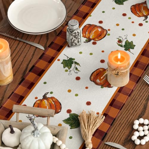 Black & Orange 13x72 Inch Fall Table Runner - Polyester Home Decor
