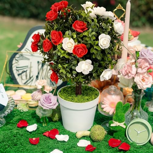 Wonderland Party Decor Topiary Roses Tree Centerpiece - 2 Pcs