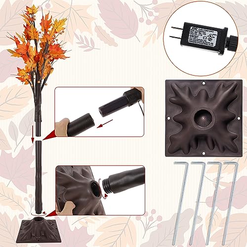 Lighted Maple Tree Decor - 4ft 11in Fall Autumn Thanksgiving Halloween Tree