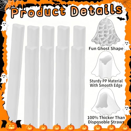 Reusable Ghost Shaped Drinking Straws - Halloween Party Supplies, 30 Pieces