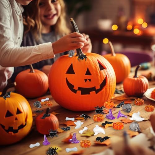 Halloween Acrylic Vase Fillers Set - Mini Pumpkins, Ghosts, Spiders & Bats