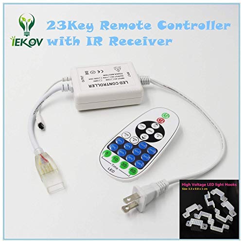 65.6 ft Waterproof Warm White LED Strip Light with Remote - Flexible AC 110-120V Rope Light