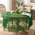 Horaldaily St. Patrick's Day Round Lace Tablecloth 60x60 Inch Green Shamrock