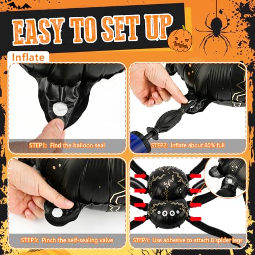 Giant Spider Inflatable Balloon Halloween Decoration - Black & Life-like Design