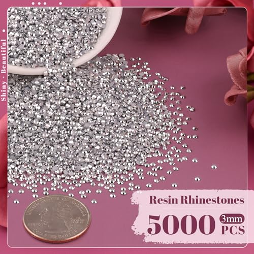 Resin Rhinestones A03 Silver 3mm Flatback Crystals for Crafts & Nails - 5000PCS