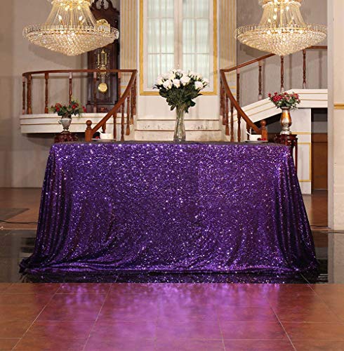 Purple Sequin Tablecloth 50x72 Inch for Wedding & Party Decor - SquarePie
