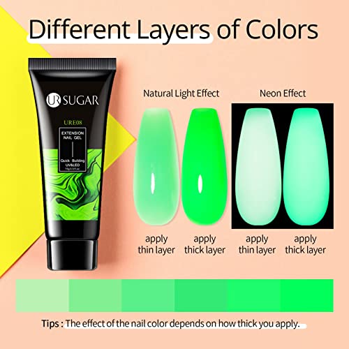 Neon Poly Nail Gel Set - 6 Colors for Extensions & Nail Art, Halloween Pink Neon - Variation of Neon