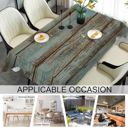 70 x 52 Inch Rustic Barn Wood Tablecloth for Indoor and Outdoor Dining - Washable, Non-Fading, Elegant Butterfly Edges