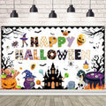 Halloween Classroom Banner Backdrop 70.8x43.3 Inches Ghost Spider Bat Pumpkin Decor - 5.9x3.6ft Variation