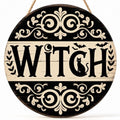 Halloween Witch Sign Wall Decor Welcome Wooden Hanging Sign - Brown Variation