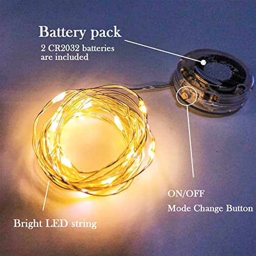 Battery Operated Fairy Lights with Timer - 20 LED Twinkle Firefly String Lights, 7.2ft Silvery Wire, Warm White, 15 Pack