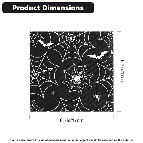 Halloween Spiderweb Paper Napkins - 24 Pcs Spooky Table Decor, 6.7x6.7 Inch Fold - Variation 1