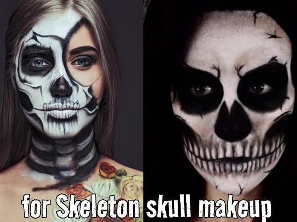 Halloween Skeleton Makeup Kit with Face & Body Paint, Brushes & Sponges