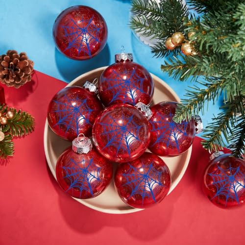 12 Pcs 3.15 Inch Spider Web Christmas Tree Ball Ornaments - Glitter Decor Set