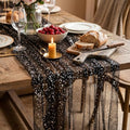 Black Gold Galaxy Star Tablecloth - 120 x 28 Inch, Sorcristy