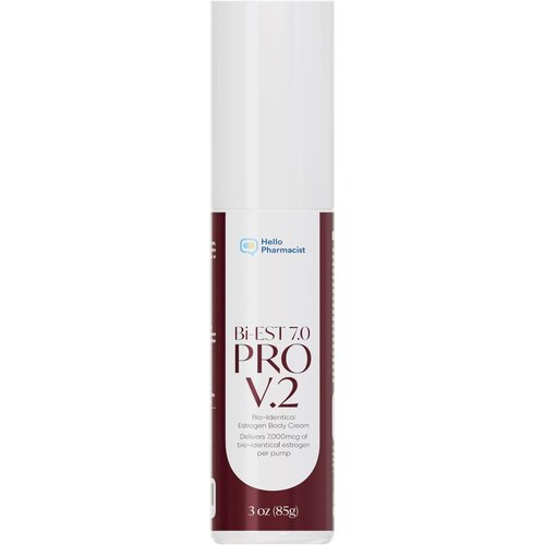 HelloPharmacist BiEst 7.0 PRO V2 Bioidentical Estrogen Cream for Women - 90 Pumps - Wild Yam Natural Estrogen Based Body Cream - 3oz