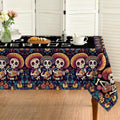 Black 60 x 104 Inch Dia De Los Muertos Tablecloth - Day of The Dead Skull Decor