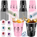 Halloween Party Supplies Skeleton Pink Black 22 Cups & 8 Fake Eyeballs