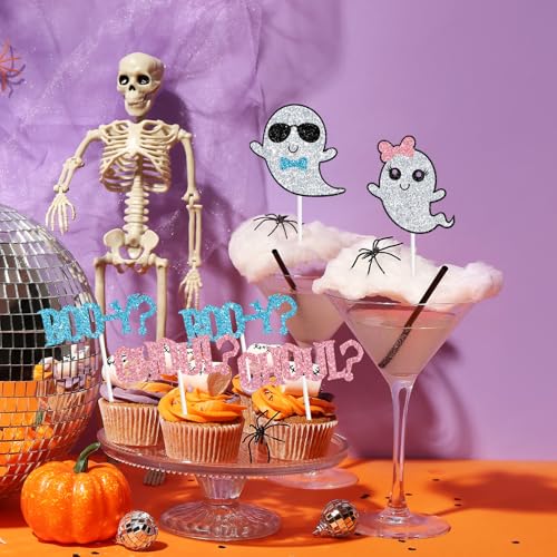 Halloween Ghost Cupcake Toppers - 24 Pack Spooky Party Decorations