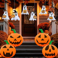 Halloween Inflatable Balloons Set - 10 Pieces with Pumpkin & Ghost Designs - Orange & White, 9 & 16 Inch