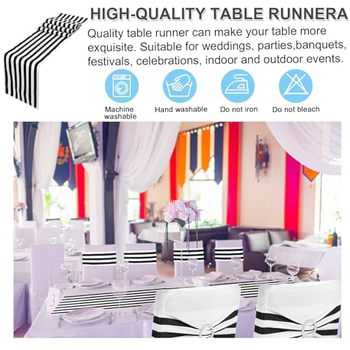 Modern Black and White Striped Chair Sash and Table Runner Set - Halloween & Event Decor