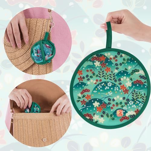 Foldable Floral Hand Fans Set - Japanese Style Portable Cooling Fans for Summer Festivals & Weddings (8 Inch, 6 Pack)