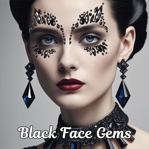 Black Face Gems Stick On Halloween Makeup Jewelry for Women