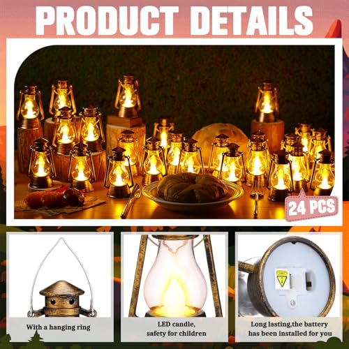 Bronze Mini Lanterns Set of 24 - 4 Inch Tabletop & Hanging Decor