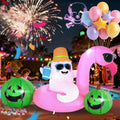 Inflatable Ghost Flamingo Halloween & Summer Outdoor Decoration with LED Lights