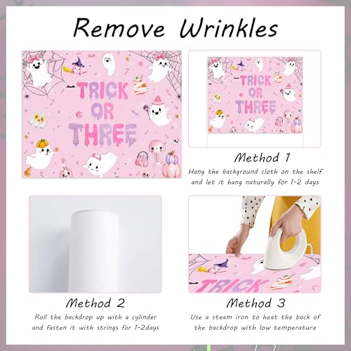 Pink Trick or Three Birthday Decorations Set for Girl 3rd Halloween Party