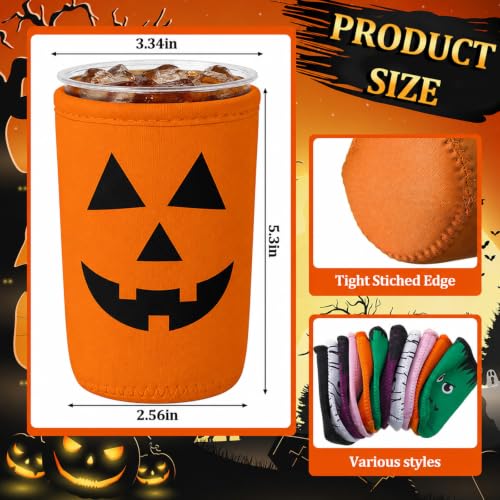 Halloween Coffee Sleeve Set - Reusable Insulators for 22-24 oz Cups - Spooky Designs