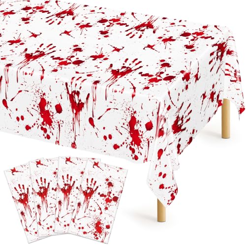 Bloody Halloween Disposable Tablecloths - 4 Pack 54 x 108 Inches