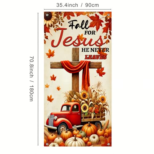 Fall for Jesus Door Banner Christmas Porch Decoration Snowman#11