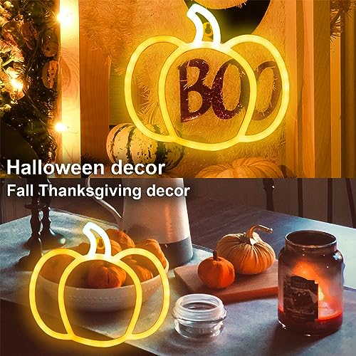 Pumpkin Neon Sign Light - Hang Pumpkin 1 Pack Halloween & Thanksgiving Decor