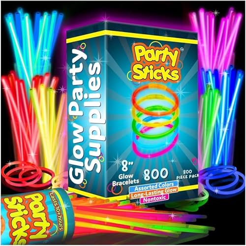 PartySticks 800 Pack Glow Sticks - 8 Inch Glow in The Dark Party Favors & Decorations