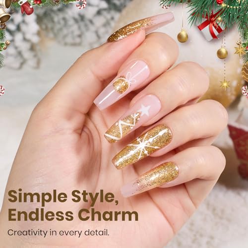 Beetles Gold Gel Nail Polish - 15ML Starlit Gold Reflective Glitter - Blue Variation