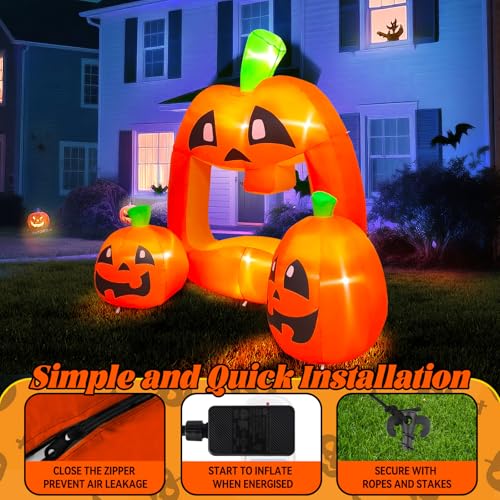 7FT Halloween Inflatable Pumpkin Photo Booth with LED Lights - Outdoor Yard Decor