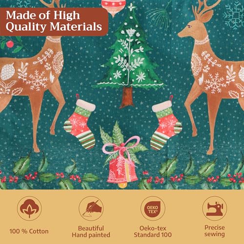 Hygge Christmas Table Cloth - 60x90 Inch Rectangular Reusable Cotton Holiday Decor
