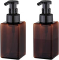 UUJOLY Foaming Soap Dispenser - 450ml Refillable Pump Bottle for Liquid Soap & Shampoo | Amber (2 Pcs)